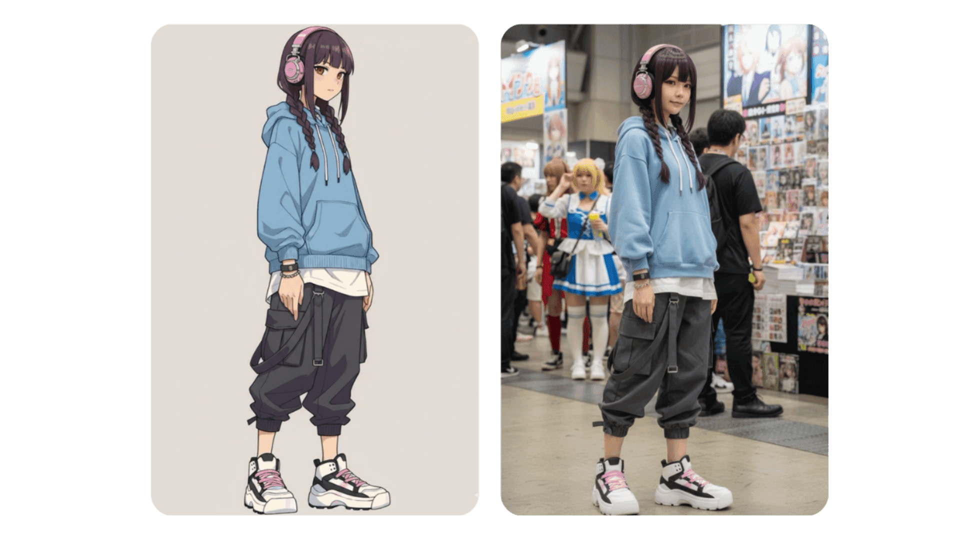 Illustration to real photo conversion preview