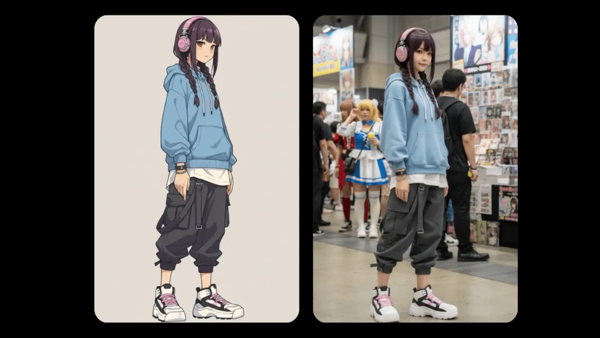 Illustration to real photo conversion preview