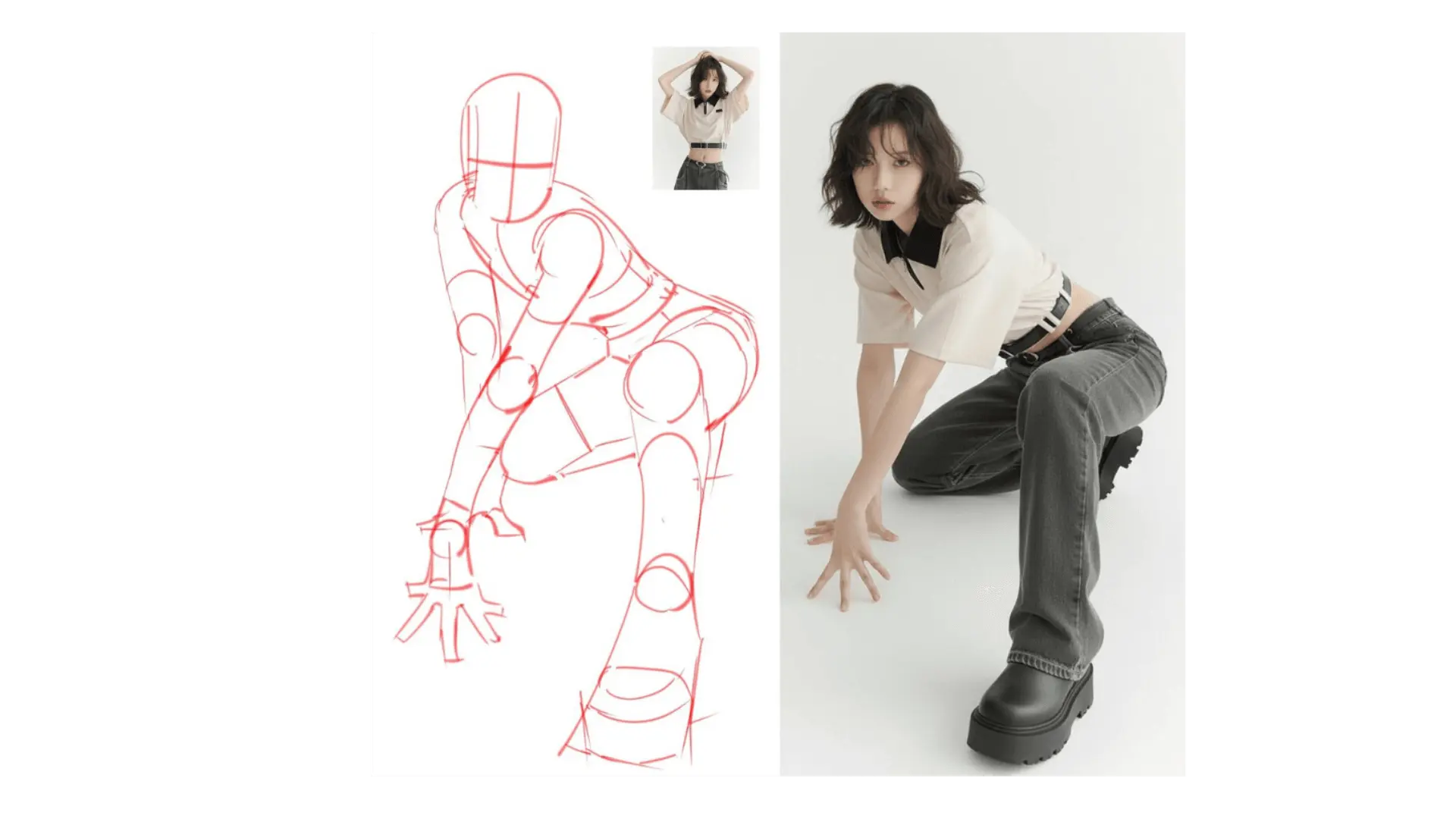 Pose sketch to realistic photo preview